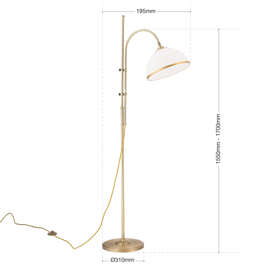 Podna lampa OLD LAMP 1xE27/40W/230V bijela/mesing