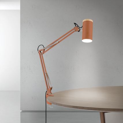 Stolna lampa s kopčom GILI 1xE27/40W/230V ciglasto crvena