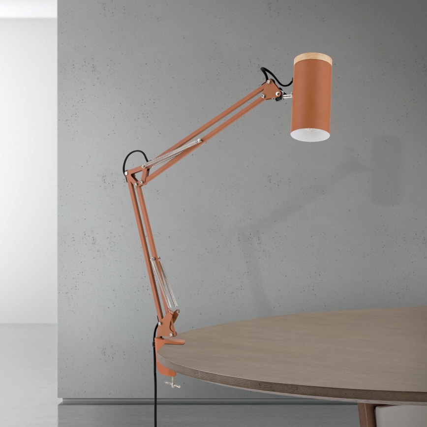 Stolna lampa s kopčom GILI 1xE27/40W/230V ciglasto crvena