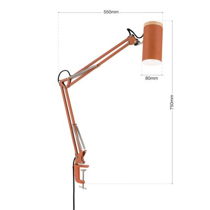 Stolna lampa s kopčom GILI 1xE27/40W/230V ciglasto crvena