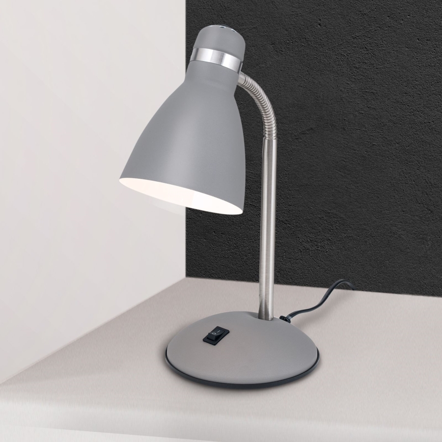 Stolna lampa SCHOOL 1xE27/40W/230V siva/matni krom
