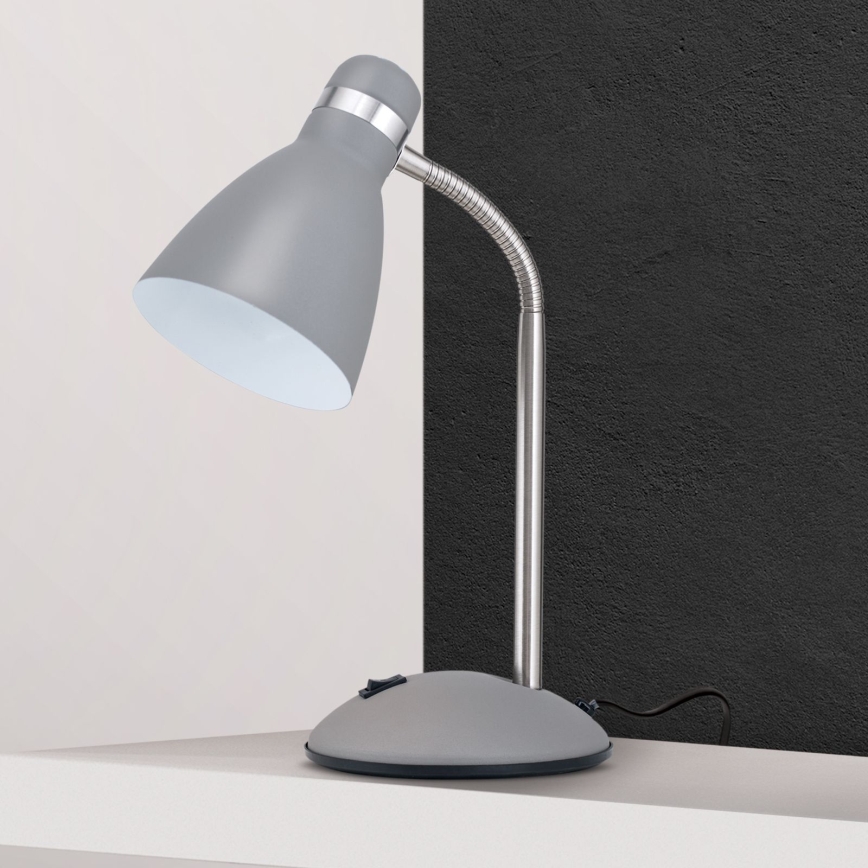 Stolna lampa SCHOOL 1xE27/40W/230V siva/matni krom