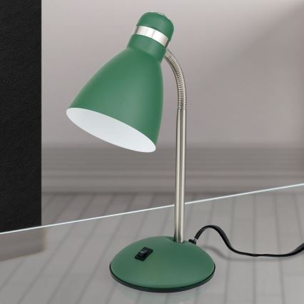 Stolna lampa SCHOOL 1xE27/40W/230V zelena/matni krom