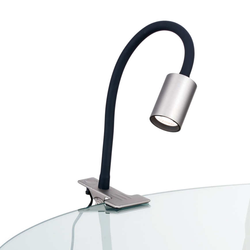 LED Fleksibilna stolna lampa s kopčom KURT LED/5W/230V srebrna