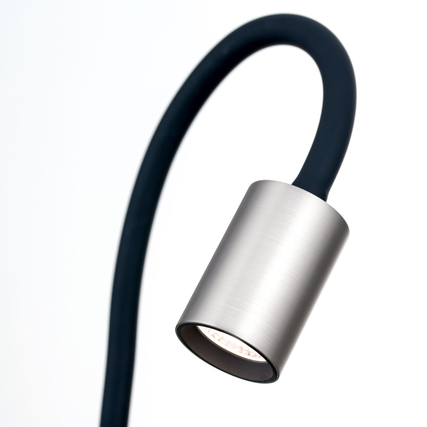 LED Fleksibilna stolna lampa s kopčom KURT LED/5W/230V srebrna
