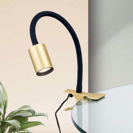 LED Fleksibilna stolna lampa s kopčom KURT LED/5W/230V zlatna