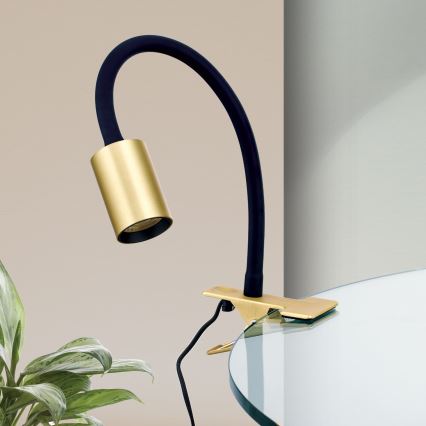 LED Fleksibilna stolna lampa s kopčom KURT LED/5W/230V zlatna