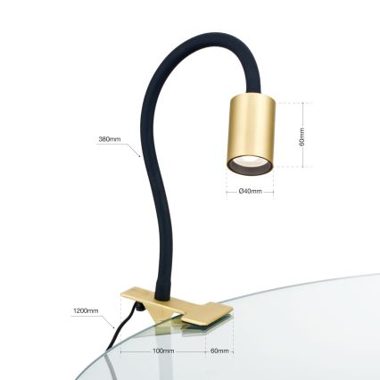 LED Fleksibilna stolna lampa s kopčom KURT LED/5W/230V zlatna