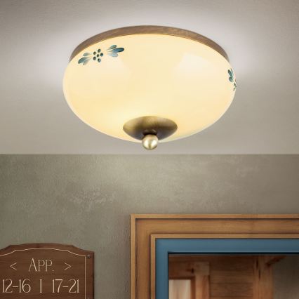 Stropna svjetiljka LANDHAUS 1xE27/60W/230V promjer 21 cm brončana/bež/plava