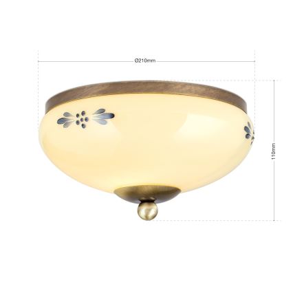 Stropna svjetiljka LANDHAUS 1xE27/60W/230V promjer 21 cm brončana/bež/plava