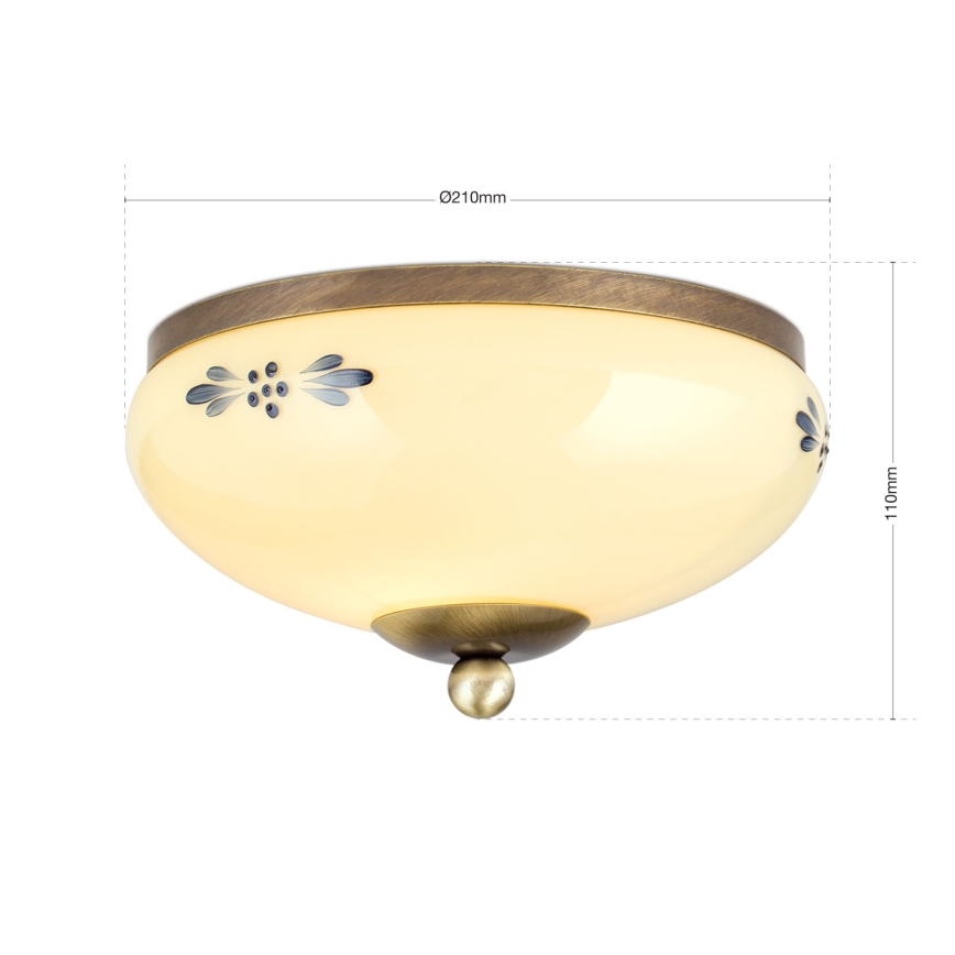 Stropna svjetiljka LANDHAUS 1xE27/60W/230V promjer 21 cm brončana/bež/plava