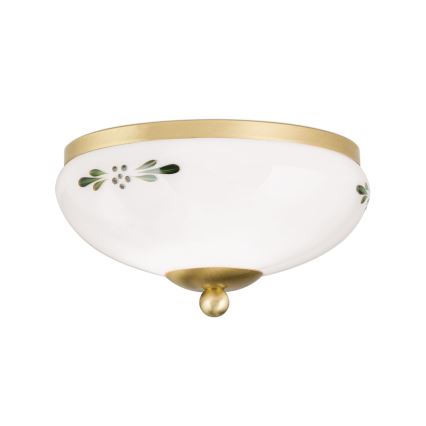 Stropna svjetiljka LANDHAUS 1xE27/60W/230V promjer 21 cm mesing/bijela/zelena