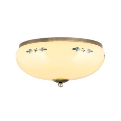 Stropna svjetiljka LANDHAUS 3xE27/60W/230V Ø 35 cm brončana/bež/plava