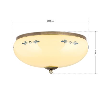 Stropna svjetiljka LANDHAUS 3xE27/60W/230V Ø 35 cm brončana/bež/plava