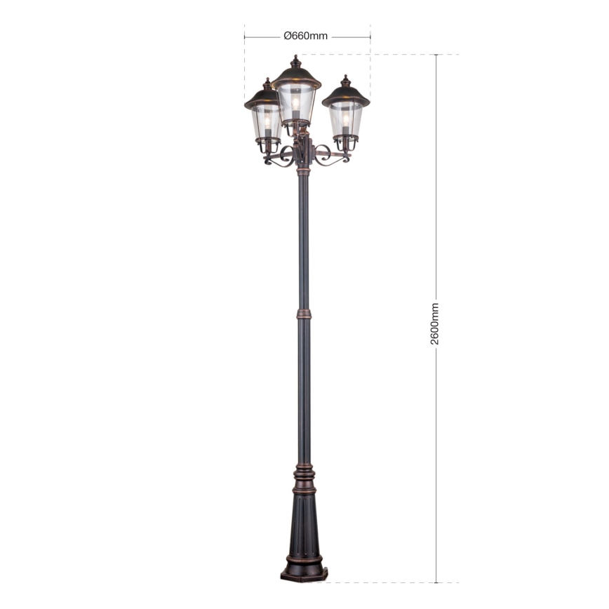 Vanjska lampa KENZO 3xE27/100W/230V IP44 bronca/patina