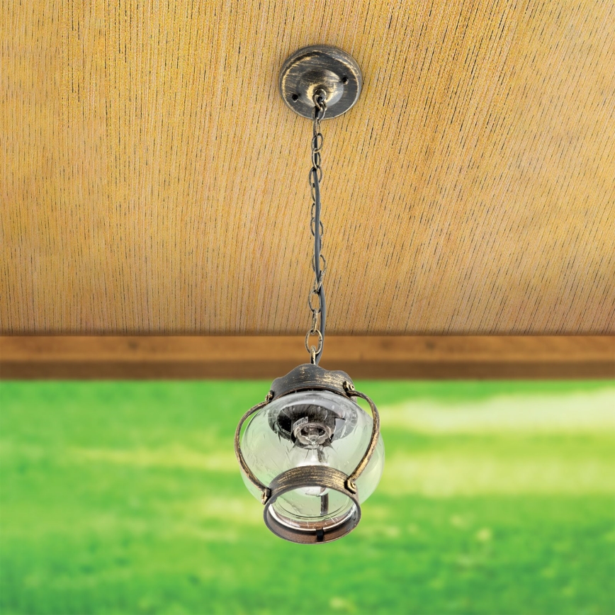 Vanjska viseća svjetiljka TAVERNA 1xE27/60W/230V IP23 bronza/patina