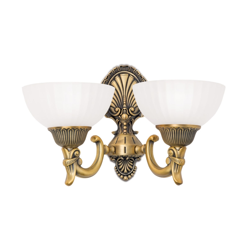 Zidna lampa ROCCA 2xE27/60W/230V bronca/bijela