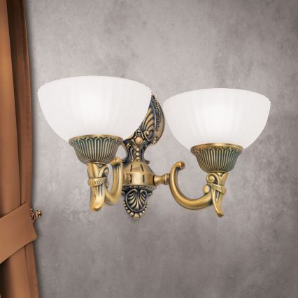 Zidna lampa ROCCA 2xE27/60W/230V bronca/bijela