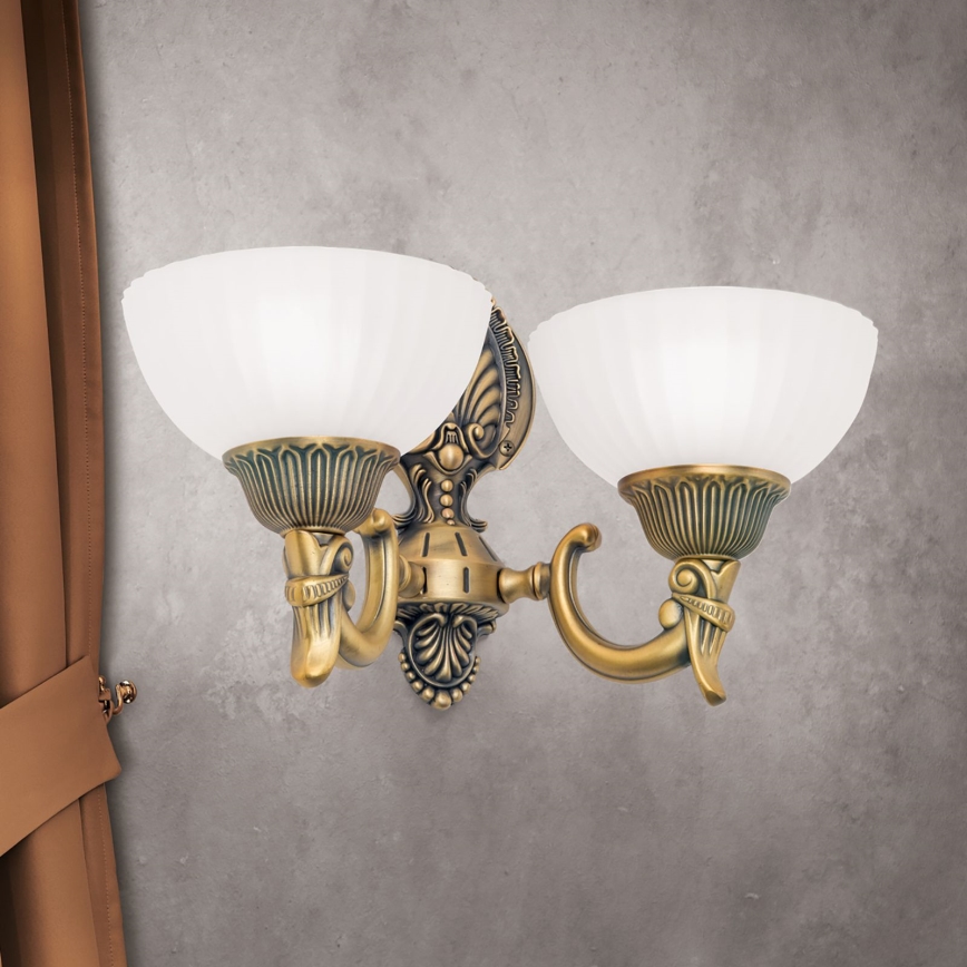 Zidna lampa ROCCA 2xE27/60W/230V bronca/bijela