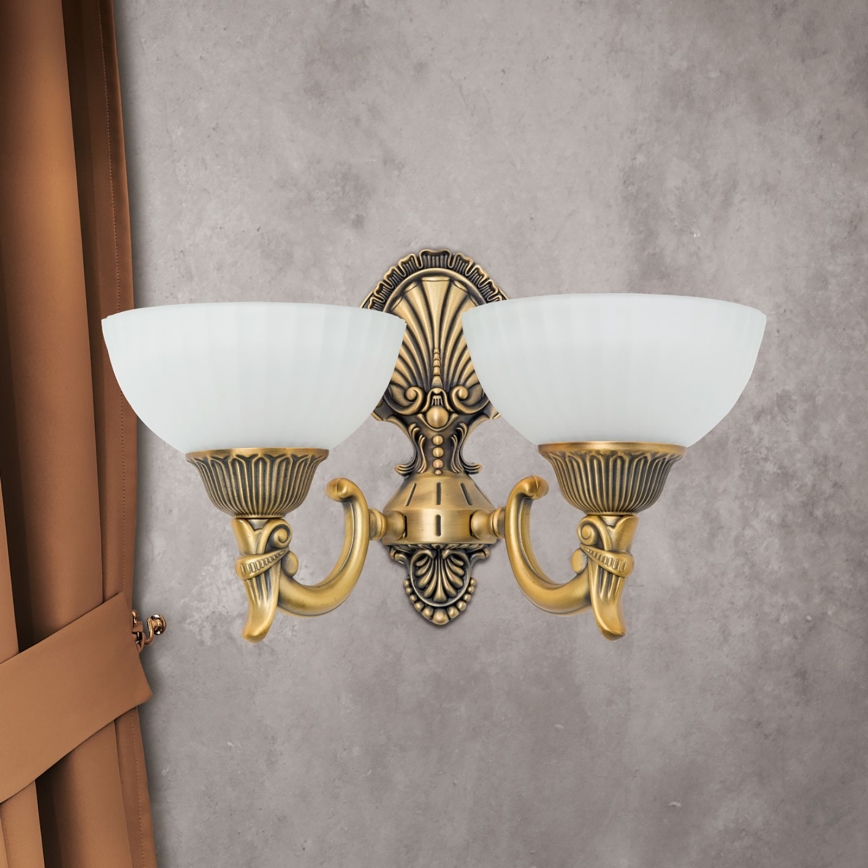 Zidna lampa ROCCA 2xE27/60W/230V bronca/bijela