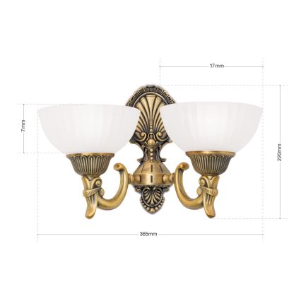 Zidna lampa ROCCA 2xE27/60W/230V bronca/bijela