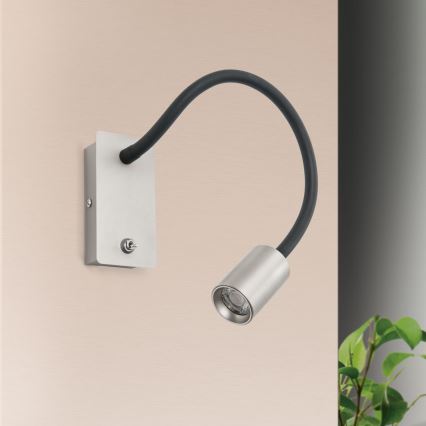 LED Fleksibilna zidna lampica KURT LED/5W/230V srebrna