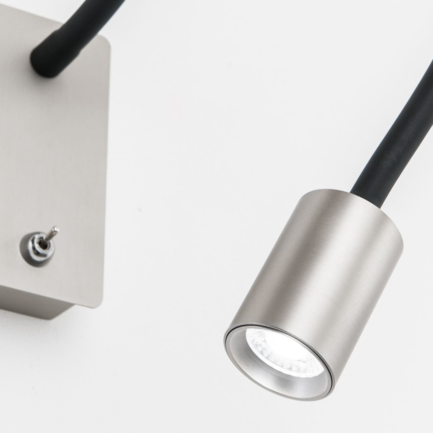 LED Fleksibilna zidna lampica KURT LED/5W/230V srebrna