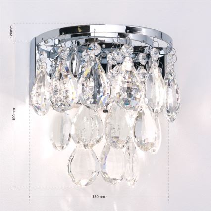 Kristalna zidna svjetiljka CELESTE 2xG9/40W/230V sjajni krom