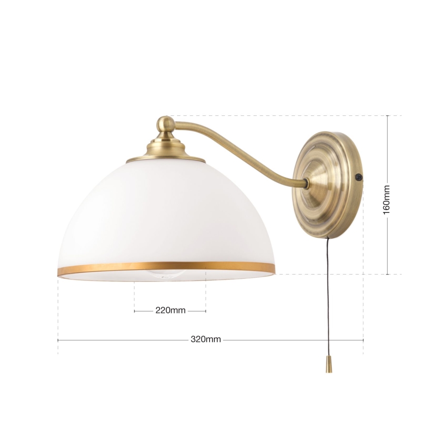 Zidna lampa OLD LAMP 1xE27/40W/230V bijela/mesing