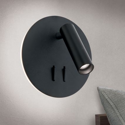 LED Zidna reflektorska svjetiljka LENNY LED/6W/230V + LED/3W crna