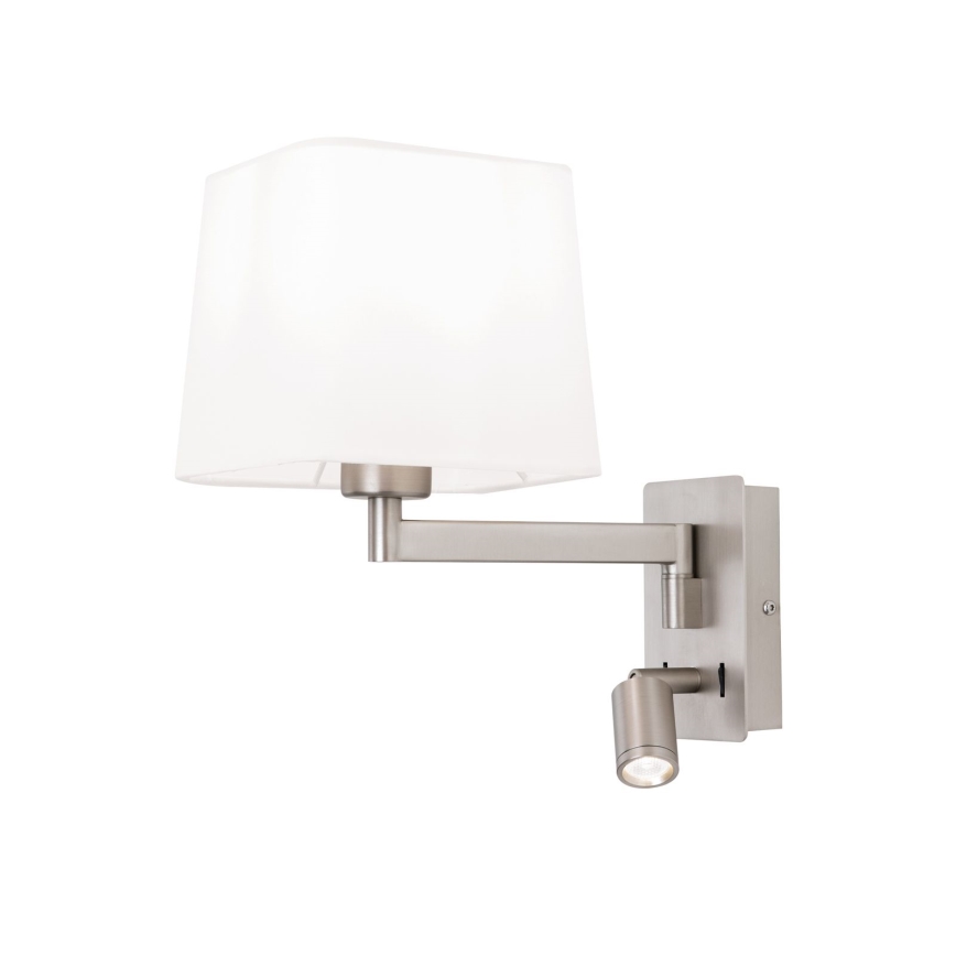 LED Zidna lampa CARLTON 1xE27/40W/230V + LED/3W bijela/mat krom