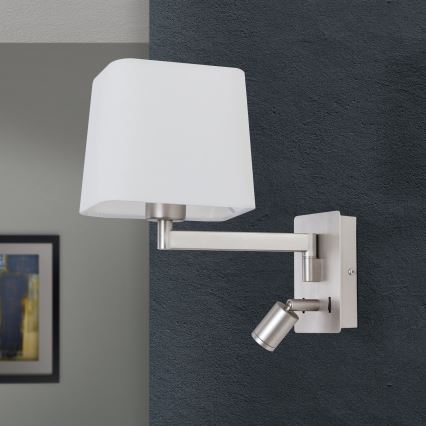 LED Zidna lampa CARLTON 1xE27/40W/230V + LED/3W bijela/mat krom