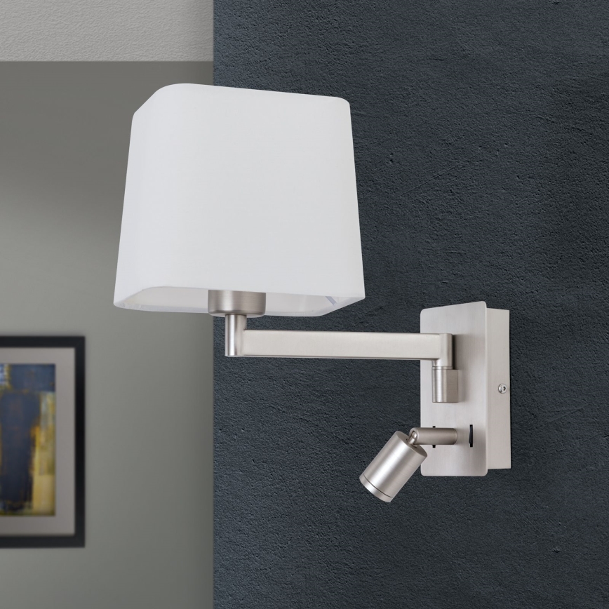 LED Zidna lampa CARLTON 1xE27/40W/230V + LED/3W bijela/mat krom
