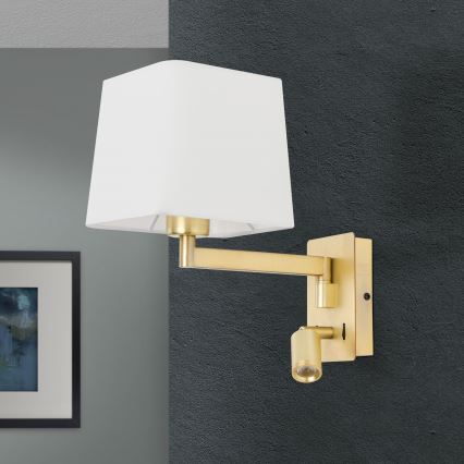 LED Zidna lampa CARLTON 1xE27/40W/230V + LED/3W bijela/zlatna