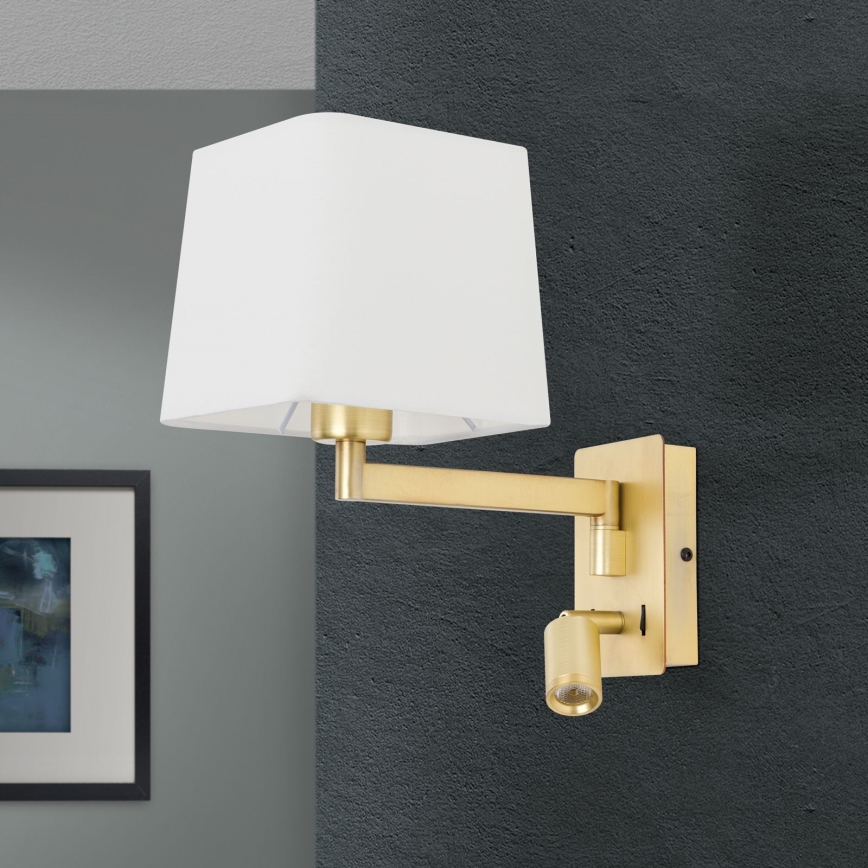 LED Zidna lampa CARLTON 1xE27/40W/230V + LED/3W bijela/zlatna