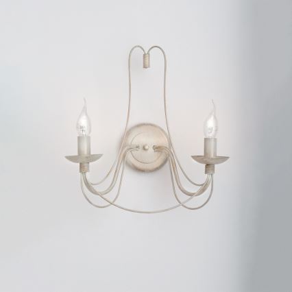 Zidna lampa VELA 2xE14/40W/230V bijela/zlatna/patina