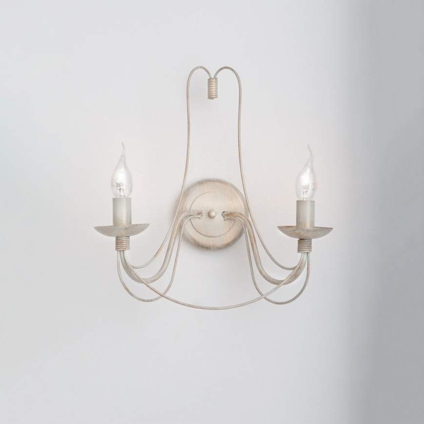 Zidna lampa VELA 2xE14/40W/230V bijela/zlatna/patina