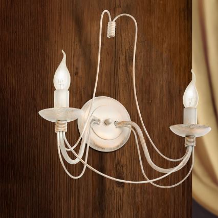 Zidna lampa VELA 2xE14/40W/230V bijela/zlatna/patina