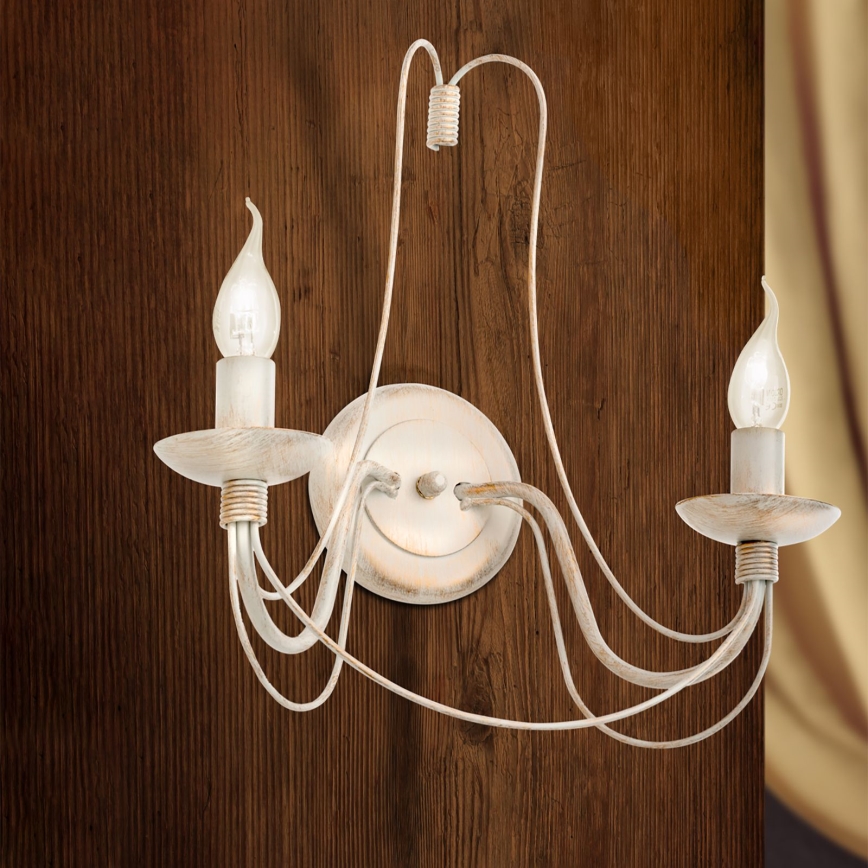 Zidna lampa VELA 2xE14/40W/230V bijela/zlatna/patina