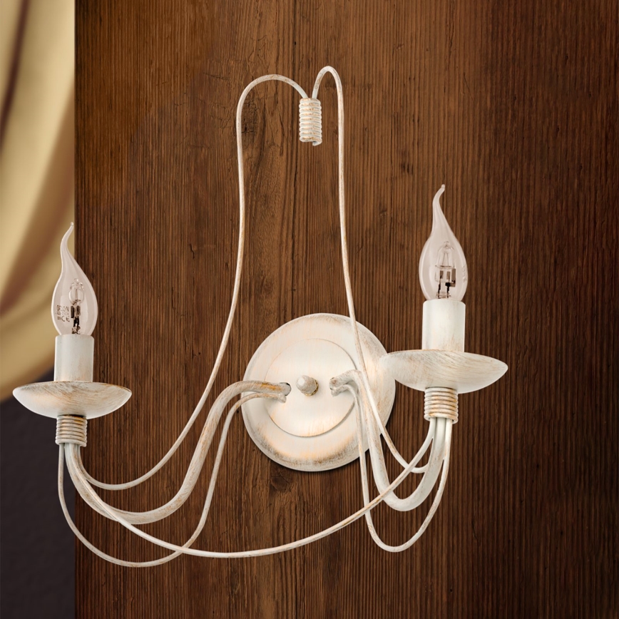 Zidna lampa VELA 2xE14/40W/230V bijela/zlatna/patina