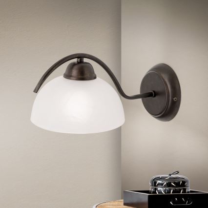 Zidna svjetiljka RULA 1xE27/40W/230V bijela/brončana