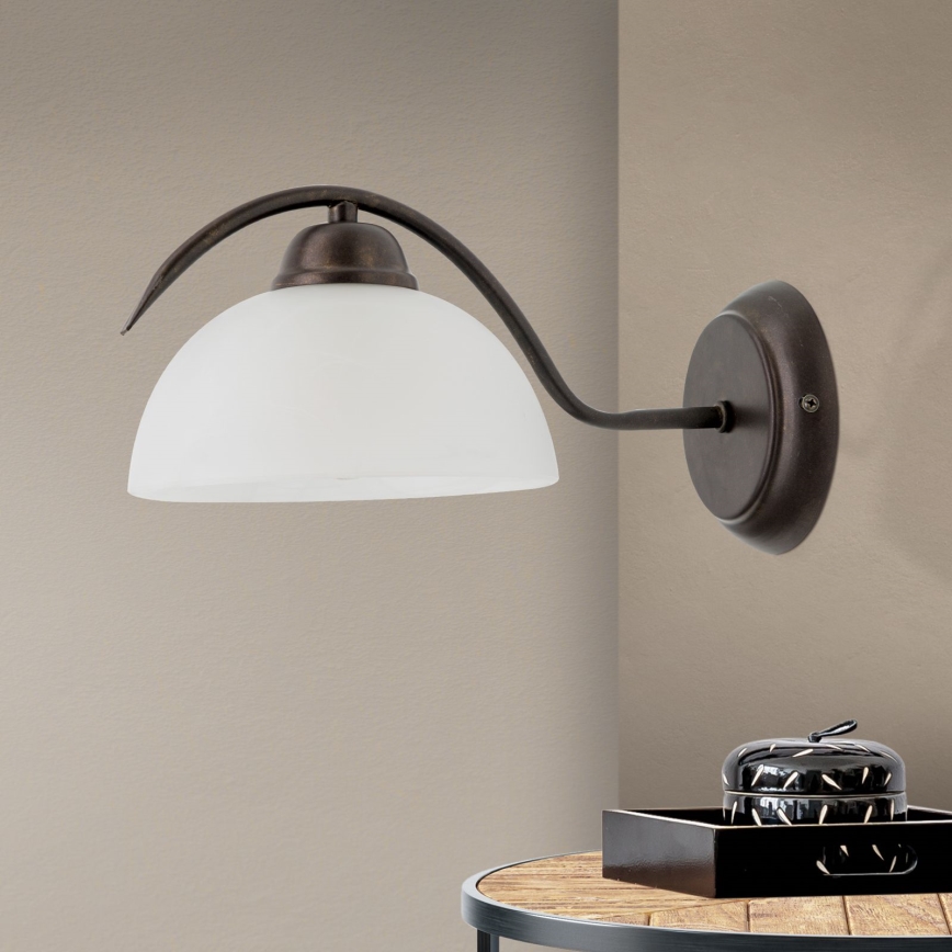 Zidna svjetiljka RULA 1xE27/40W/230V bijela/brončana