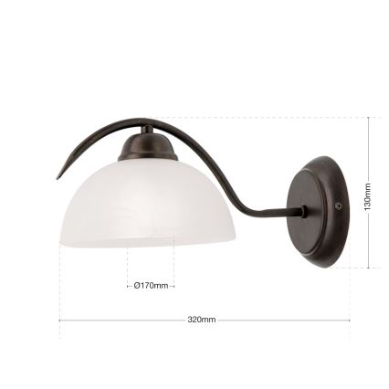 Zidna svjetiljka RULA 1xE27/40W/230V bijela/brončana