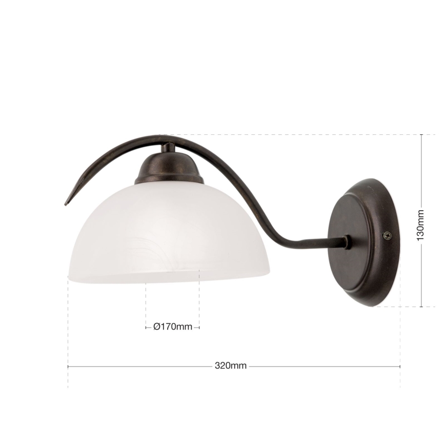 Zidna svjetiljka RULA 1xE27/40W/230V bijela/brončana