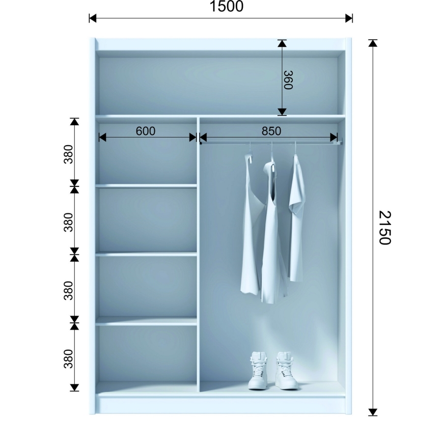 Ormar s kliznim vratima SAPHIRA 150x215 cm hrast sonoma