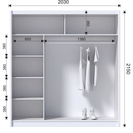 Ormar s kliznim vratima SAPHIRA 203x215 cm bijela