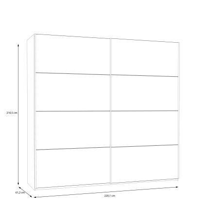 Ormar s ogledalom KARO 220x210 cm bijeli