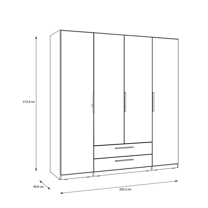 Ormar s ogledalom MARO 200x213 cm hrast artisan
