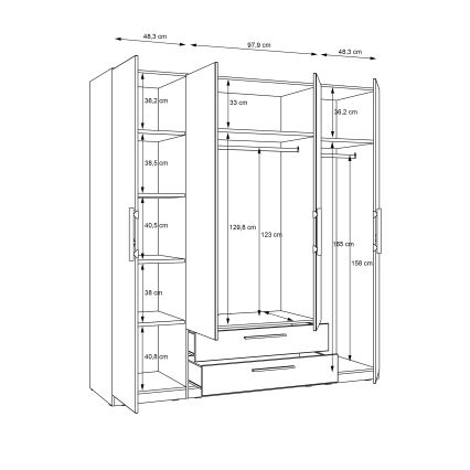 Ormar s ogledalom MARO 200x213 cm hrast artisan
