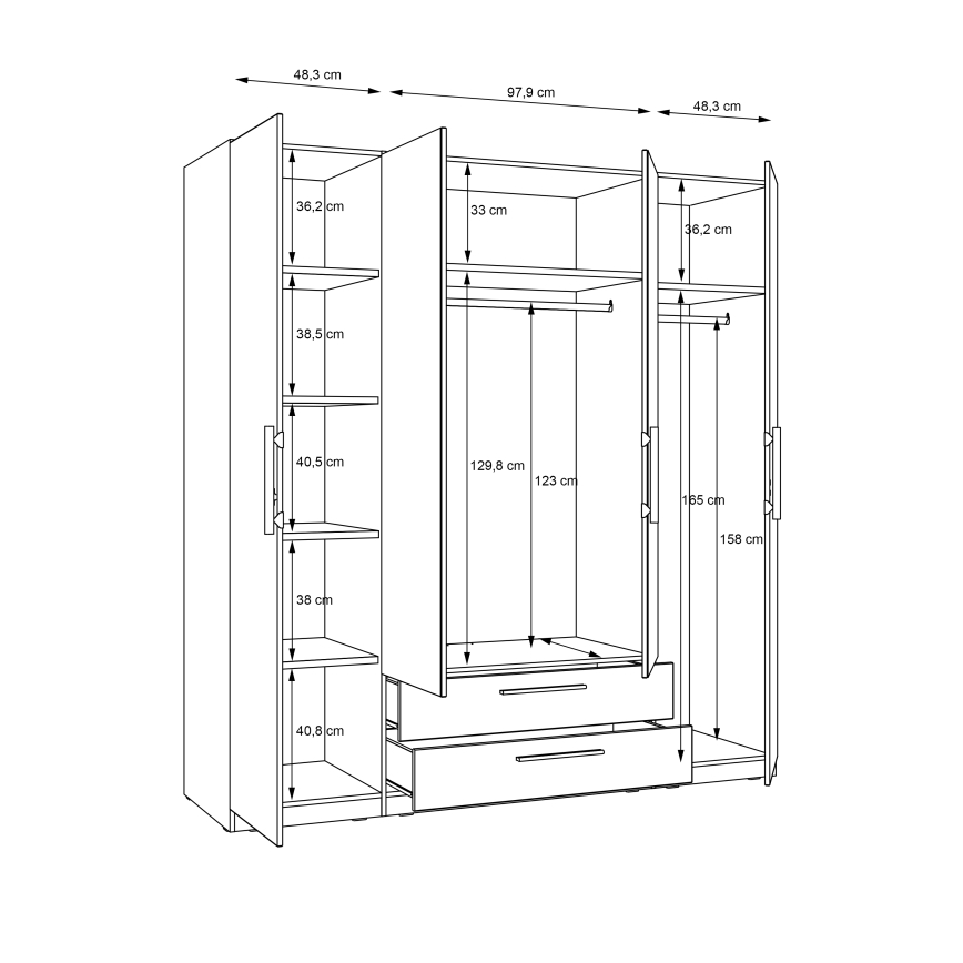 Ormar s ogledalom MARO 200x213 cm hrast artisan